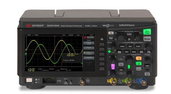 Keysight Essential オシロスコープ XR1 クラス オシロスコープ - DSOX1202G は、2 つのアナログ チャネルと内蔵波形ジェネレータで 70MHz の帯域幅を提供します